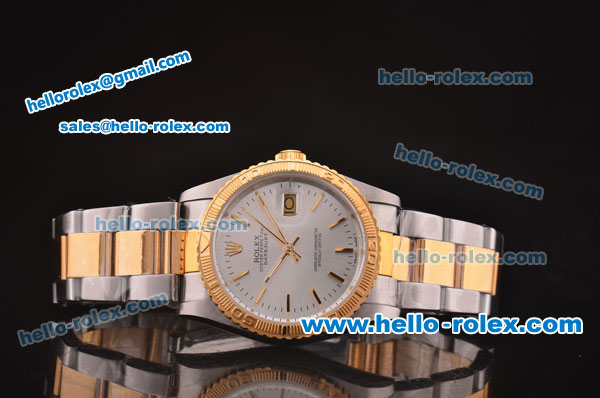 Rolex Datejust Automatic Two Tone Strap with Gold Bezel and Silver Dial - Click Image to Close